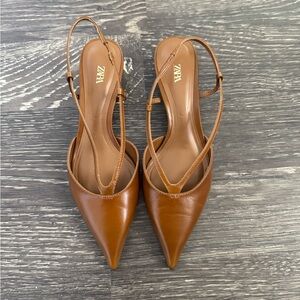 Zara brown leather slingbacks 2245/410